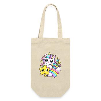 Einhorn-Regenbogensterne - Geschenkbeutel für Flaschen - Natur - Vorne