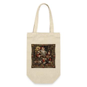 Weihnachtsmann und Elf Steampunk Weihnachten - Geschenkbeutel für Flaschen - Natur - Vorne