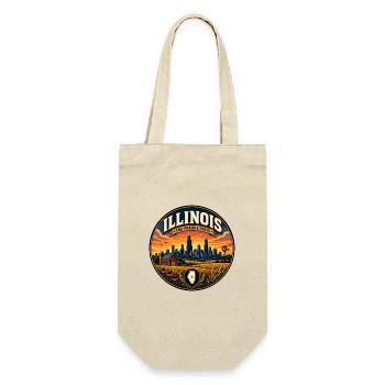 Illinois Das Prairie State Chicago Skyline-Abzeichen - Geschenkbeutel für Flaschen - Natur - Vorne