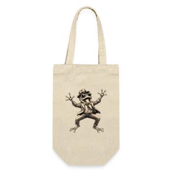 Eleganter tanzender Frosch im Anzug - Geschenkbeutel für Flaschen - Natur - Vorne