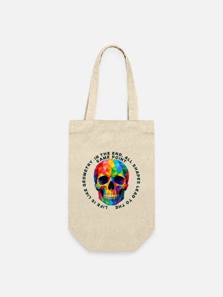 Geometrischer Regenbogen Totenkopf - Geschenkbeutel für Flaschen - Natur