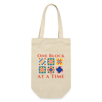 Ein Block nach dem anderen Patchwork - Geschenkbeutel für Flaschen - Natur - Vorne