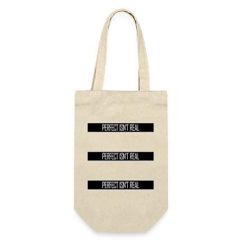 Perfect isn't real Perfekt Gibt Es Nicht Logo Text - Geschenkbeutel für Flaschen - Natur - Vorne
