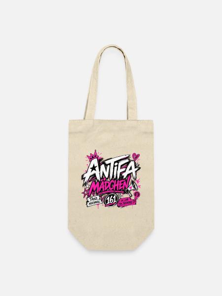 Antifa Mädchen - Geschenkbeutel für Flaschen - Natur