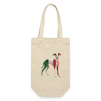 Italienischer Windhund - Geschenkbeutel für Flaschen - Natur - Vorne