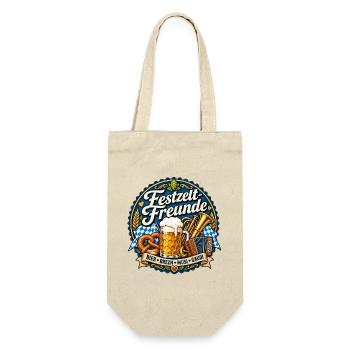 FESTZELT FREUNDE – Bier, Brezn, Musi & Gaudi - Geschenkbeutel für Flaschen - Natur - Vorne