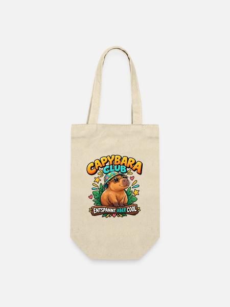 Capybara Club – Entspannt aber cool - Geschenkbeutel für Flaschen - Natur
