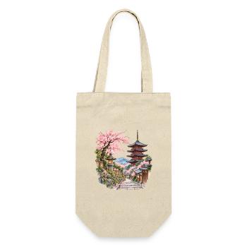 Kirschblütepfad zur Pagode - Geschenkbeutel für Flaschen - Natur - Vorne