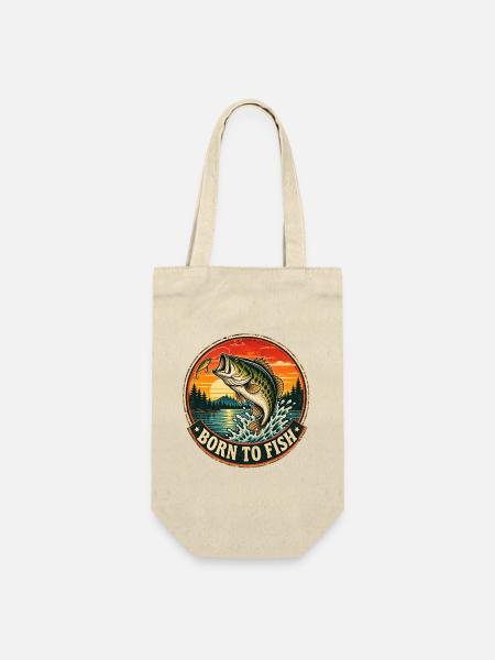 Geboren als Kind des Fischens am Sunset Lake Angler - Geschenkbeutel für Flaschen - Natur