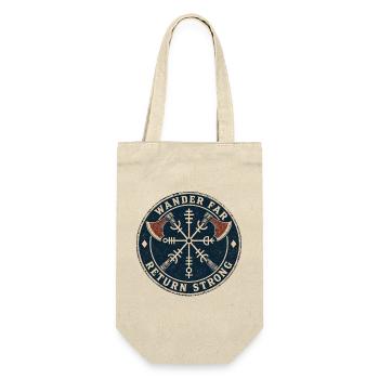 Wander Far, Return Strong — Kreissiegel - Geschenkbeutel für Flaschen - Natur - Vorne