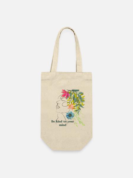 Sei freundlich zu deinem Geist – Blumenlinienkunst - Geschenkbeutel für Flaschen - Natur