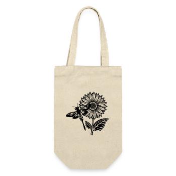 Libelle und Sonnenblume - Geschenkbeutel für Flaschen - Natur - Vorne