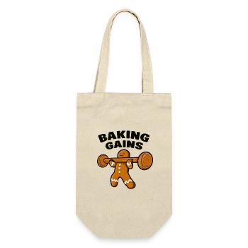 Baking Gains: Ginger Krafttraining - Geschenkbeutel für Flaschen - Natur - Vorne