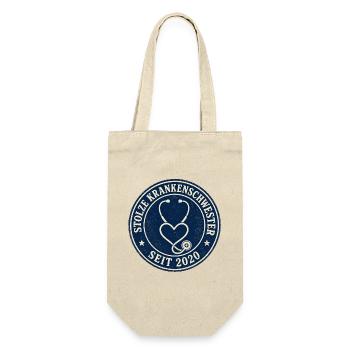 Stolze Krankenschwester 2020 - Geschenk mit Herz - Geschenkbeutel für Flaschen - Natur - Vorne