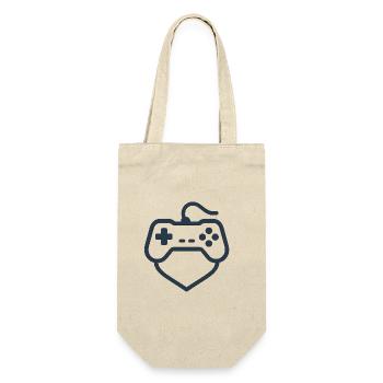 Retro Controller Silhouette – Clean Gamer-Shirt - Geschenkbeutel für Flaschen - Natur - Vorne