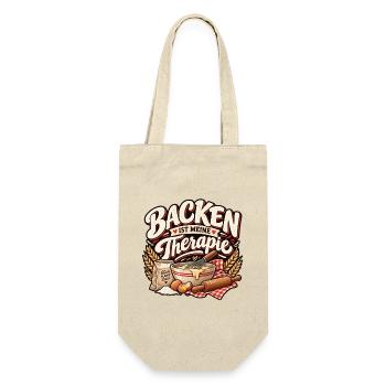 Backen ist meine Therapie Bäcker Geschenk - Geschenkbeutel für Flaschen - Natur - Vorne