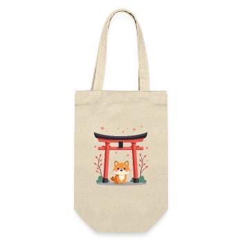 Cute Shiba Dog Cherry Blossom - Geschenkbeutel für Flaschen - Natur - Vorne