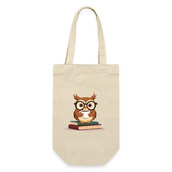 Cozy Book Lover Reading Owl Design - Geschenkbeutel für Flaschen - Natur - Vorne