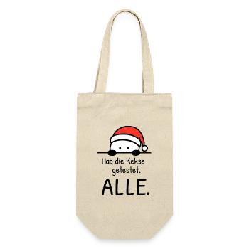 Hab die Kekse getestet. ALLE. | Weihnachtshumor - Geschenkbeutel für Flaschen - Natur - Vorne