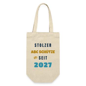 Stolzer ABC Schütze seit 2027 Einschulung - Geschenkbeutel für Flaschen - Natur - Vorne
