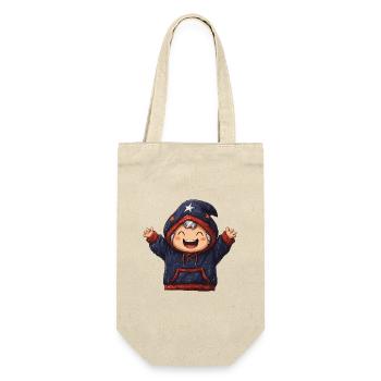 Fröhlicher Sternen Hoodie für Kinder - Geschenkbeutel für Flaschen - Natur - Vorne