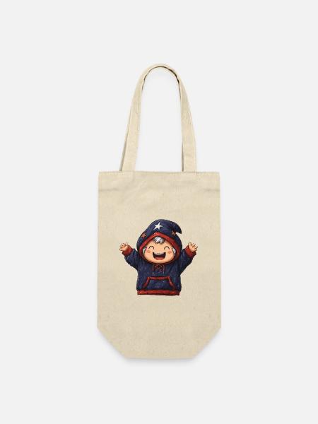 Fröhlicher Sternen Hoodie für Kinder - Geschenkbeutel für Flaschen - Natur