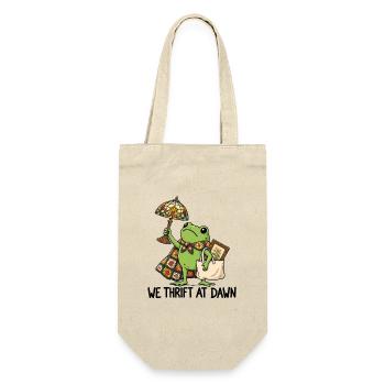 Frosch im Handarbeits-Chic - Geschenkbeutel für Flaschen - Natur - Vorne