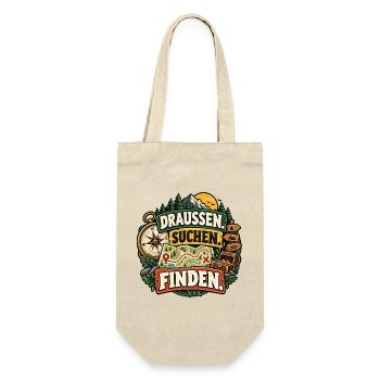 Draußen. Suchen. Finden. Geocaching / Schatzsuche - Geschenkbeutel für Flaschen - Natur - Vorne