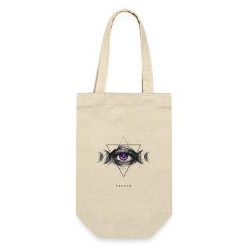 Geometrische Vision: Auge mit Mond-Symbolik - Geschenkbeutel für Flaschen - Natur - Vorne