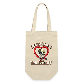 Feuerwehrmann aus Leidenschaft – Schlauchherz - Geschenkbeutel für Flaschen - Natur - Vorne