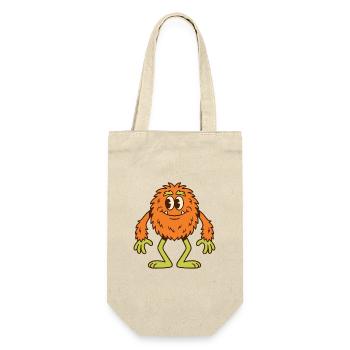 Süßes orangefarbenes Monster mit einem freundlichen Lächeln - Geschenkbeutel für Flaschen - Natur - Vorne