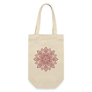 Karmesinrote Mandala-Blüte - Geschenkbeutel für Flaschen - Natur - Vorne