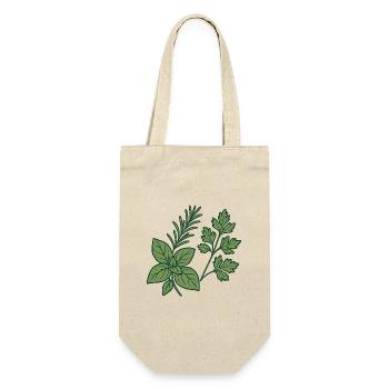 Herbs & Kitchen Garden – Motiv Geschenkidee. - Geschenkbeutel für Flaschen - Natur - Vorne