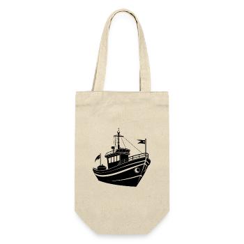 Fischerboot - Geschenkbeutel für Flaschen - Natur - Vorne