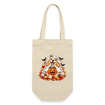 Süßer Geisterhund Halloween - Geschenkbeutel für Flaschen - Natur - Vorne