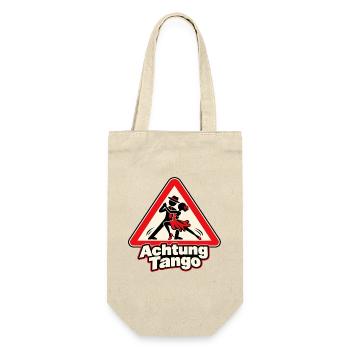 Achtung Tango – Tanzpaar im Warnschild - Geschenkbeutel für Flaschen - Natur - Vorne