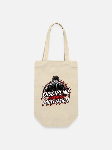Disziplin Beats Motivation - Geschenkbeutel für Flaschen - Natur