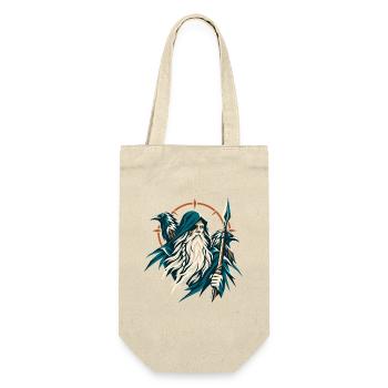 Odin Allvater Raben Huginn Muninn Wikinger - Geschenkbeutel für Flaschen - Natur - Vorne