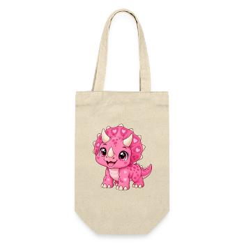 Triceratops Pink Kawaii - Geschenkbeutel für Flaschen - Natur - Vorne