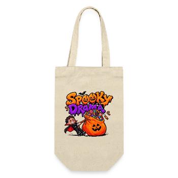 Unheimliches Drama Kleiner Vampir und Halloween-Süßigkeiten. - Geschenkbeutel für Flaschen - Natur - Vorne