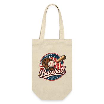 Vintage Baseball Flag - Geschenkbeutel für Flaschen - Natur - Vorne