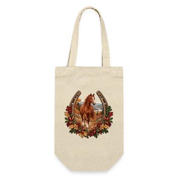 Pferd auf herbstlichem Bergpfad - Geschenkbeutel für Flaschen - Natur - Vorne