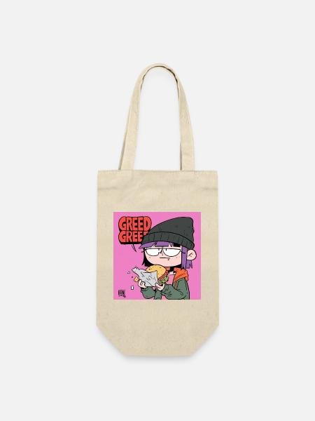 Gierige Burger Cartoon Motiv - Geschenkbeutel für Flaschen - Natur