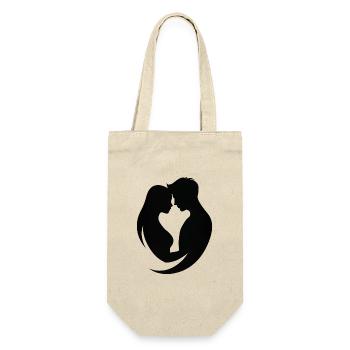 Paar-Silhouetten-Umarmung - Geschenkbeutel für Flaschen - Natur - Vorne