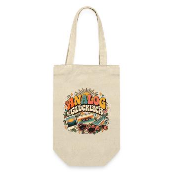 Analog glücklich – Retro Shirt für Nostalgie-Fans - Geschenkbeutel für Flaschen - Natur - Vorne