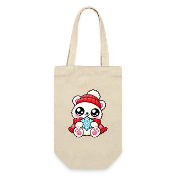 Winterpanda Rotherz-Schneeflocke - Geschenkbeutel für Flaschen - Natur - Vorne