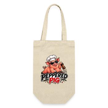 Peppered Pig Kochchef Cartoon - Geschenkbeutel für Flaschen - Natur - Vorne