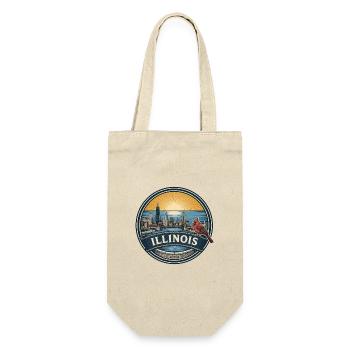 Illinois Chicago Skyline Vintage-Reisegeschenk - Geschenkbeutel für Flaschen - Natur - Vorne