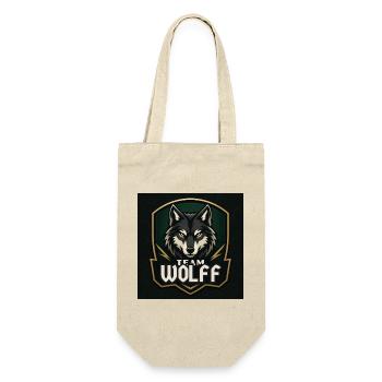 Team Wolf Namensschild Familienname Firma Name - Geschenkbeutel für Flaschen - Natur - Vorne