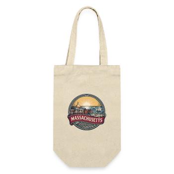 Massachusetts Boston Vintage-Reisesouvenir - Geschenkbeutel für Flaschen - Natur - Vorne